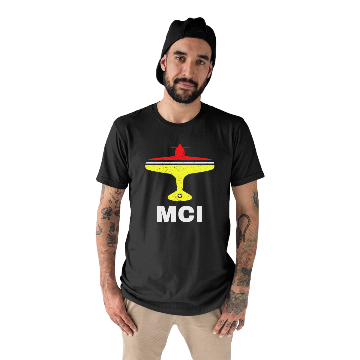 Fly Kansas City MCI Airport Men's T-shirt | Black
