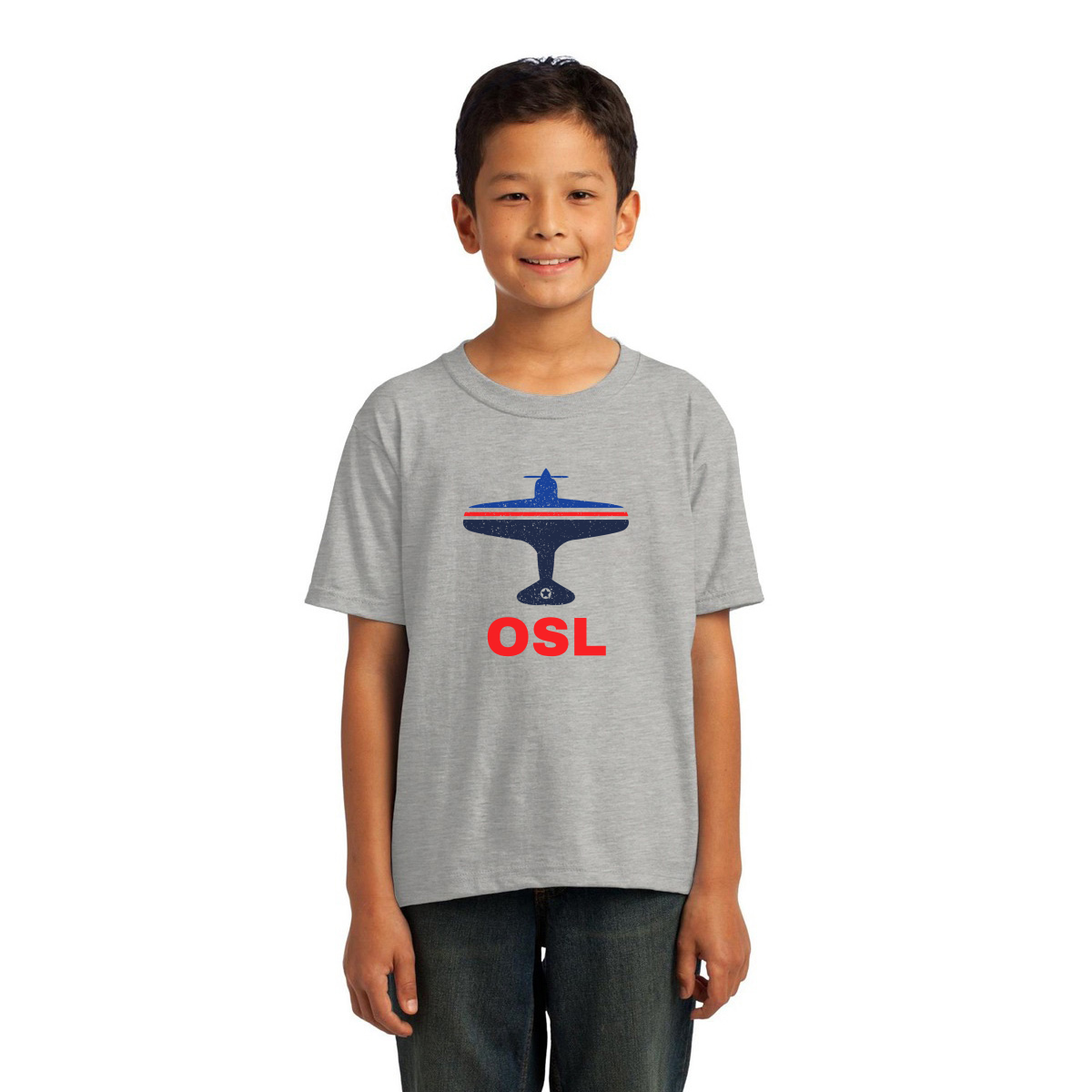 Fly Oslo OSL Airport  Kids T-shirt | Gray