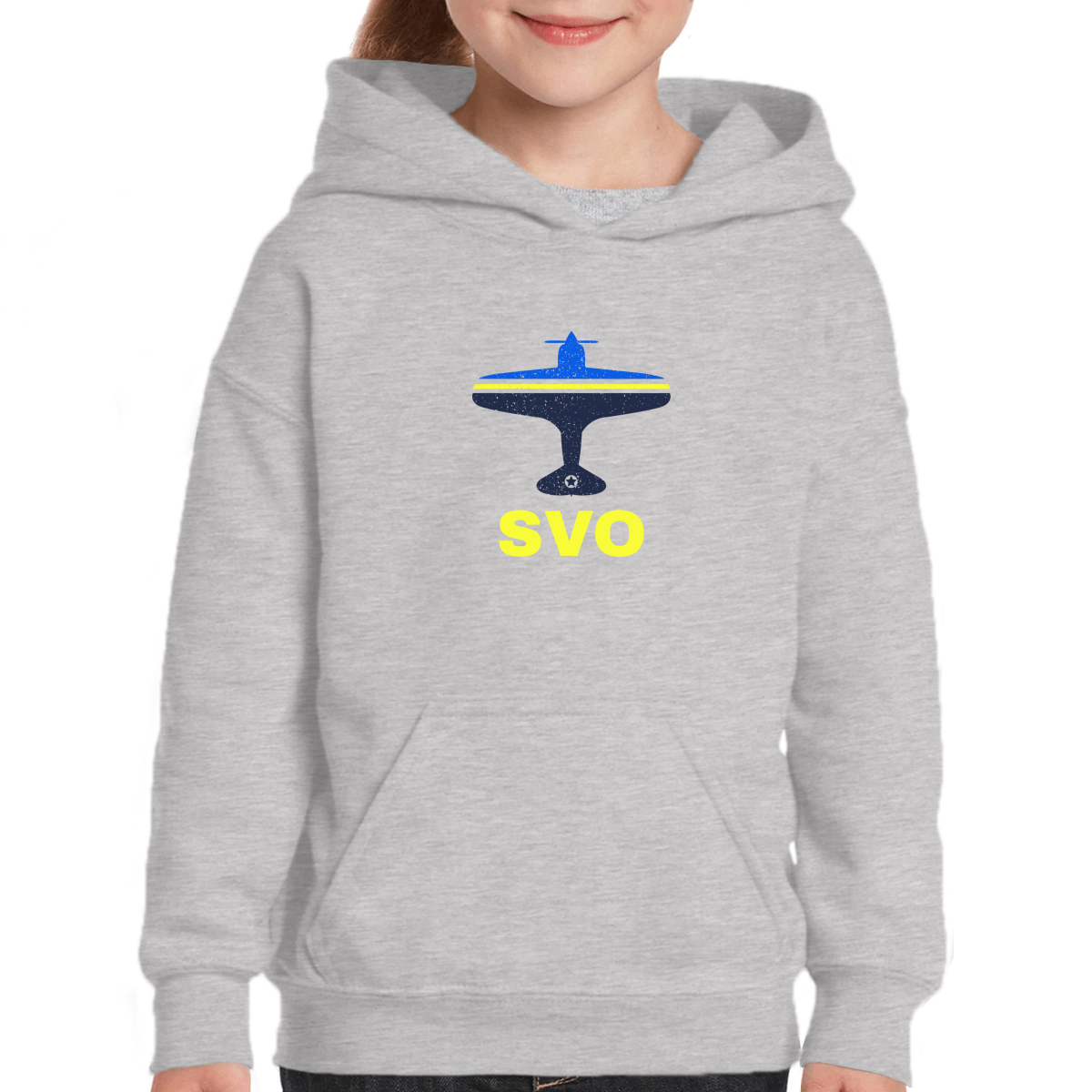 Fly Moscow SVO Airport Kids Hoodie | Gray