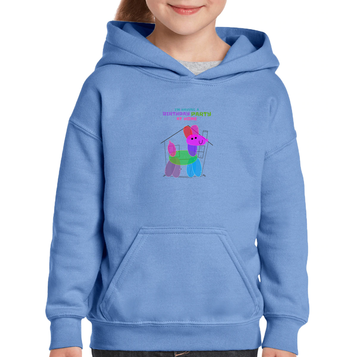 I'm having a birthday party at home  Kids Hoodie | Blue