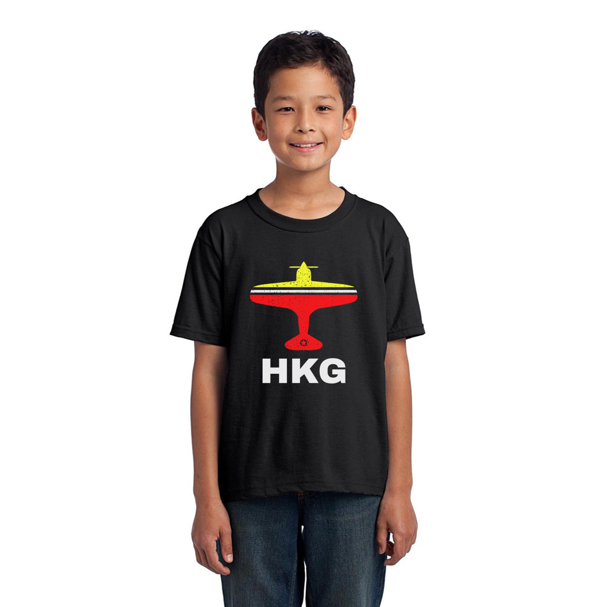 Fly Hong Kong HKG Airport Kids T-shirt | Black