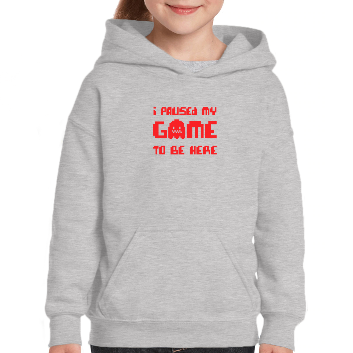 I Paused My Game To Be Here  Kids Hoodie | Gray
