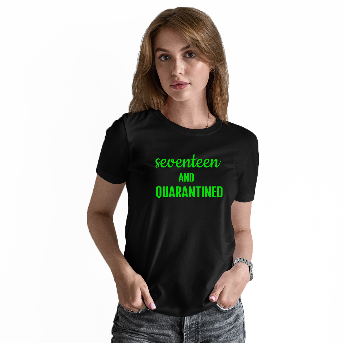 17th Birthday and Quarantined Women's T-shirt | Black