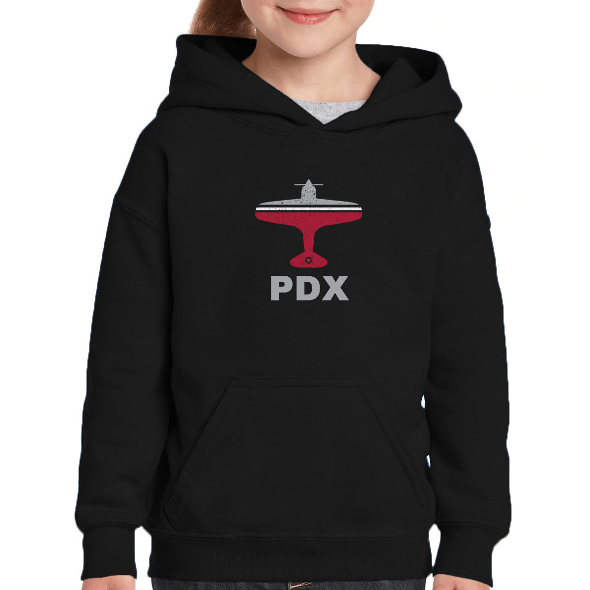 Fly Portland PDX Airport  Kids Hoodie | Black