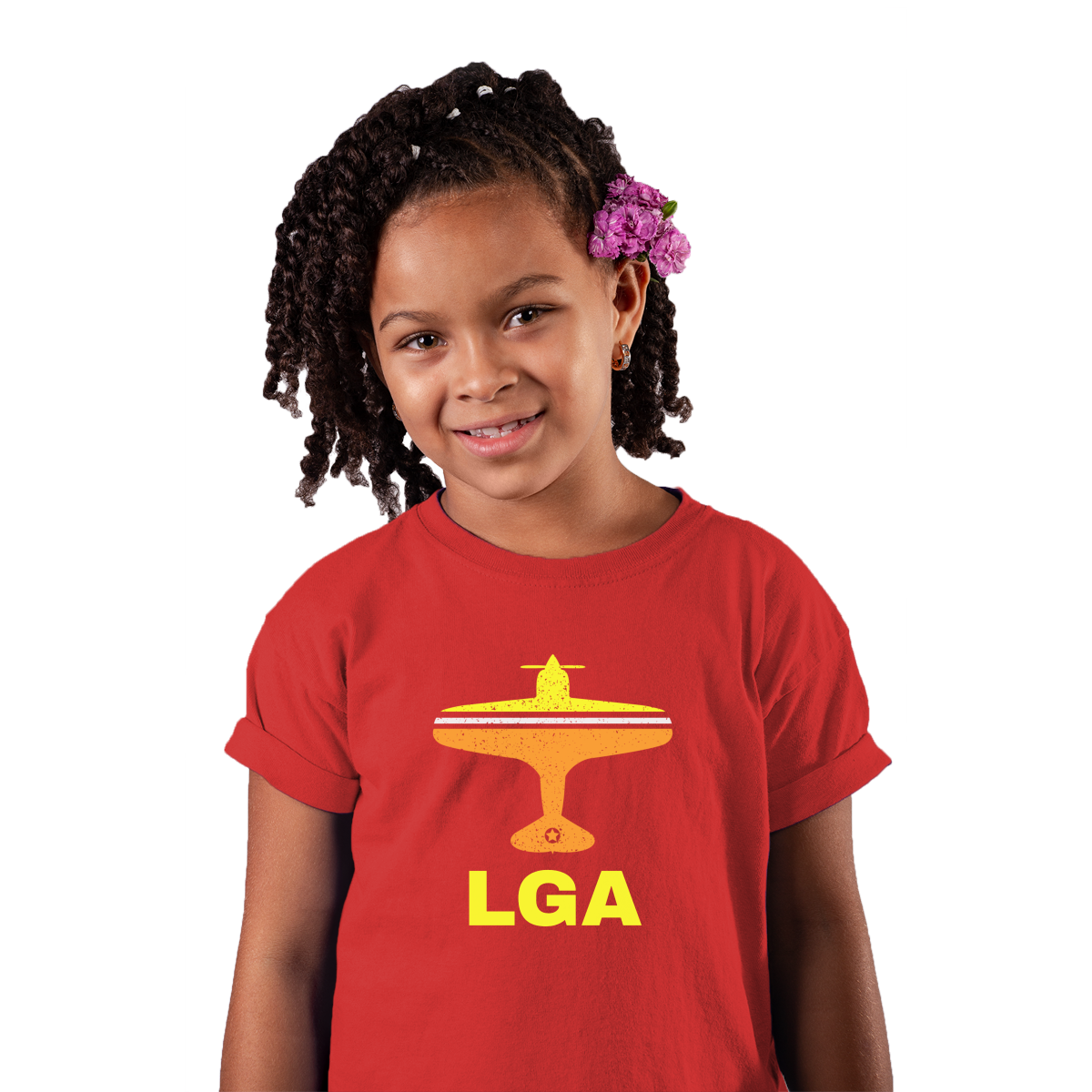 Fly New York LGA Airport Kids T-shirt | Red