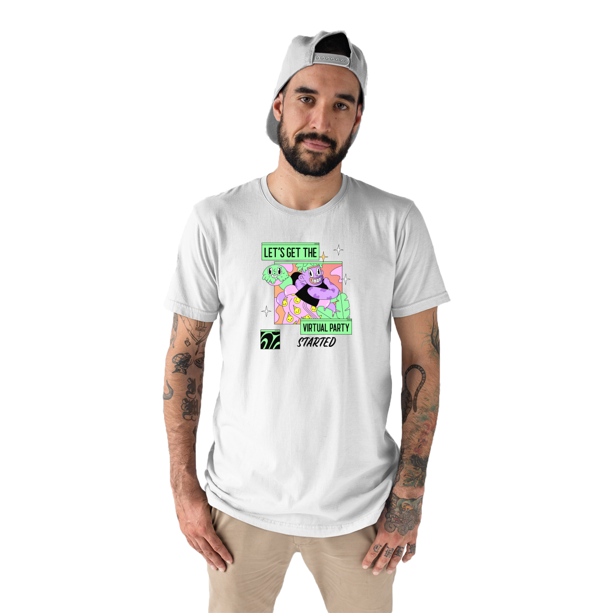 Let's get the virtual party started Men's T-shirt | White