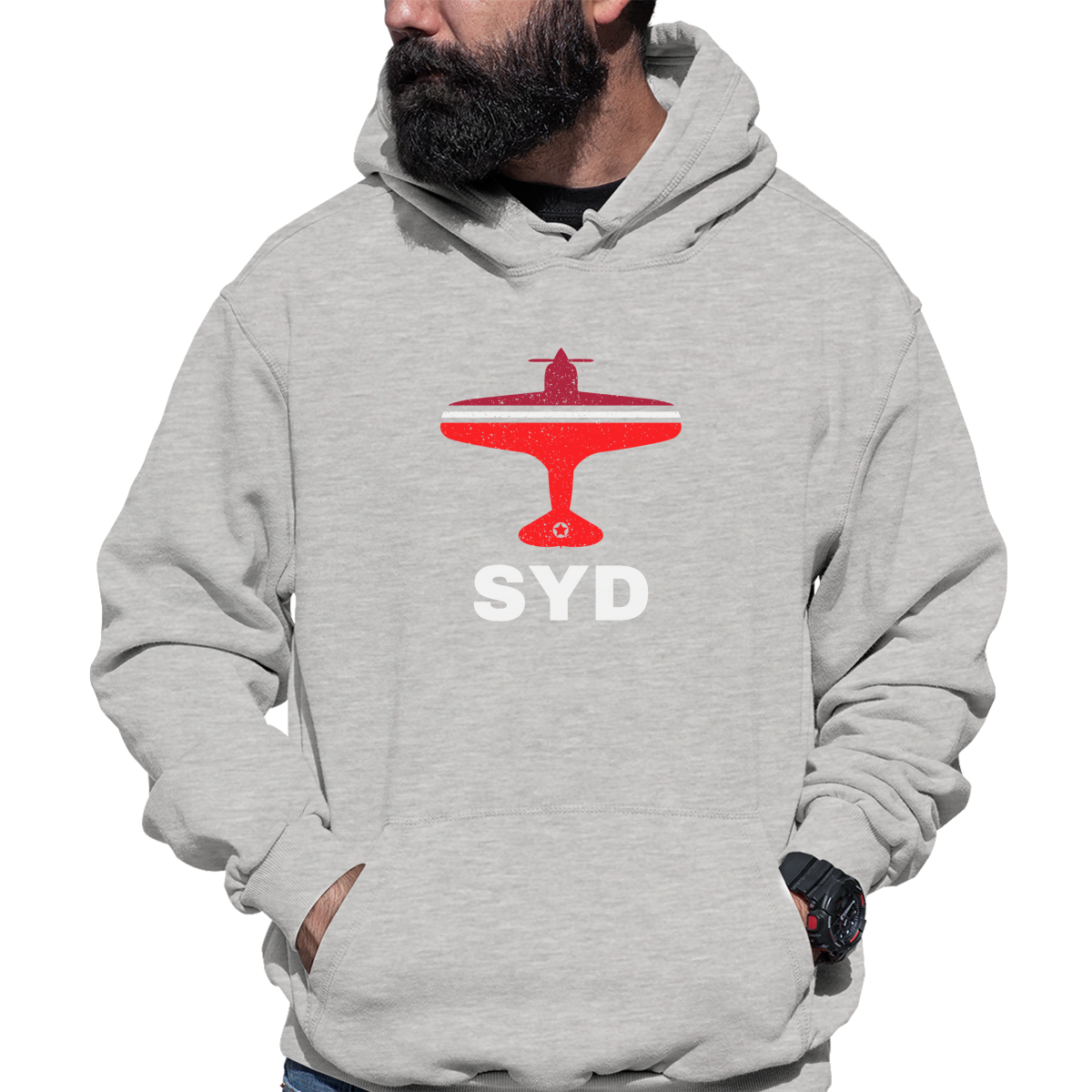 Fly Sydney SYD Airport  Unisex Hoodie | Gray