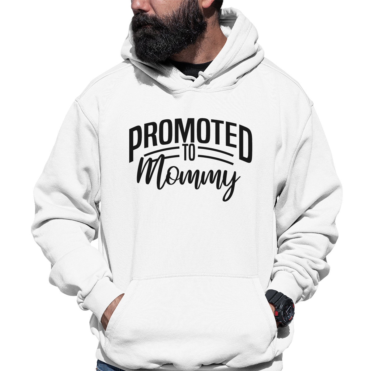 Promoted to Mommy Unisex Hoodie | White