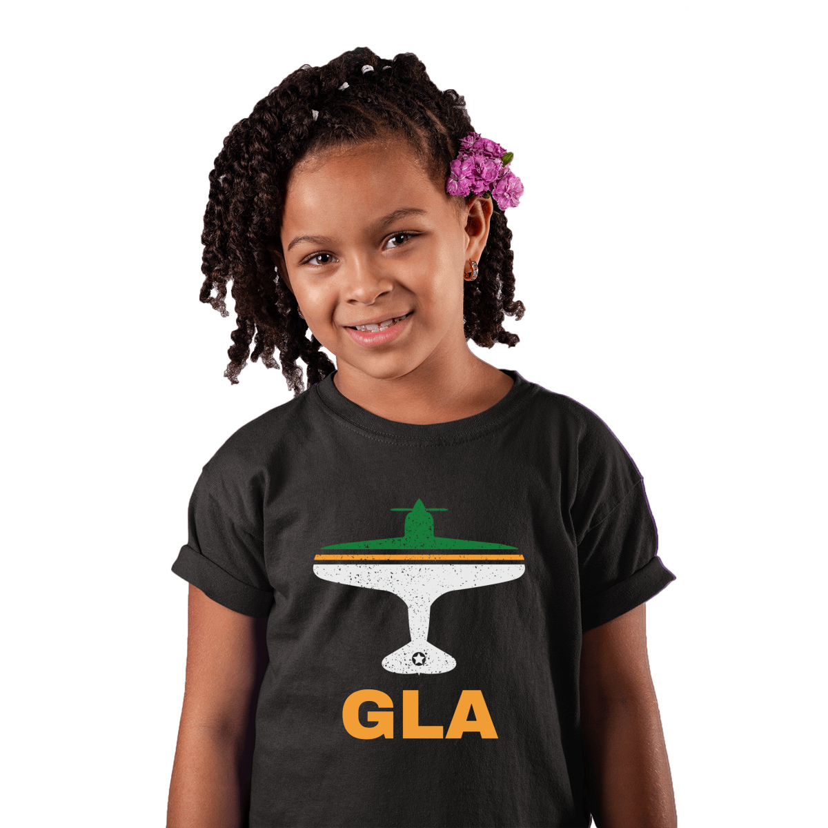 Fly Glasgow GLA Airport Kids T-shirt | Black