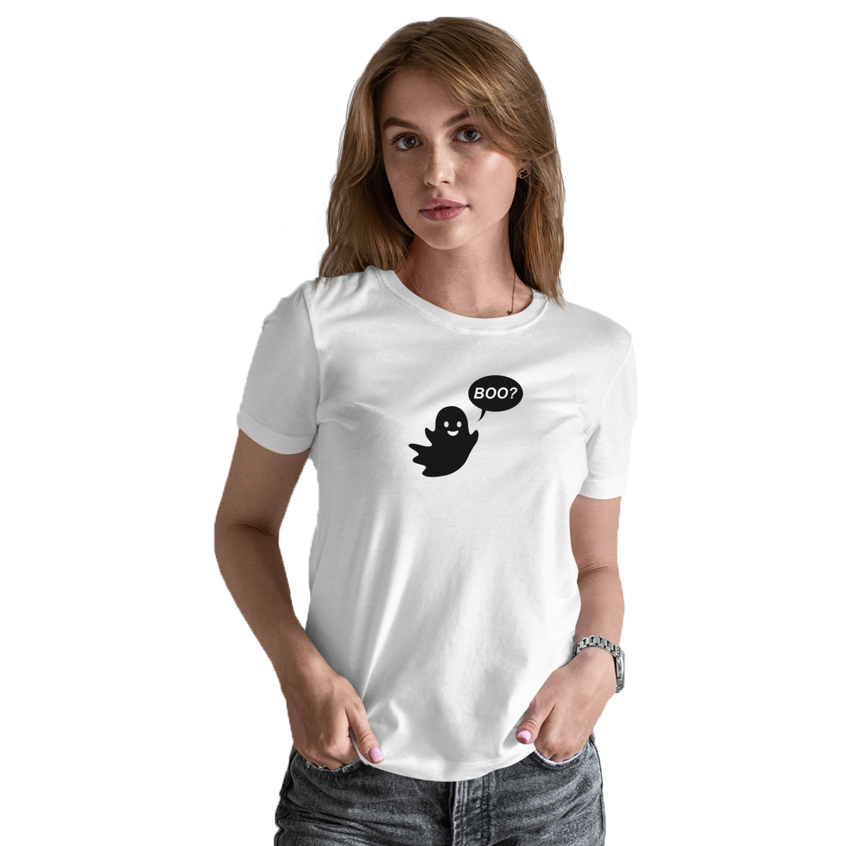 Cute Ghost Halloween Women's T-shirt | White
