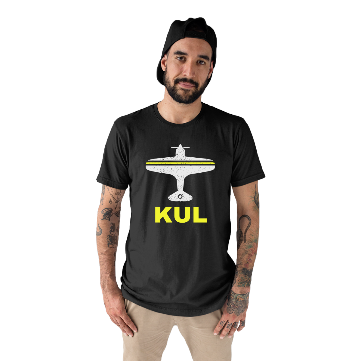 Fly Kuala Lumpur KUL Airport Men's T-shirt | Black