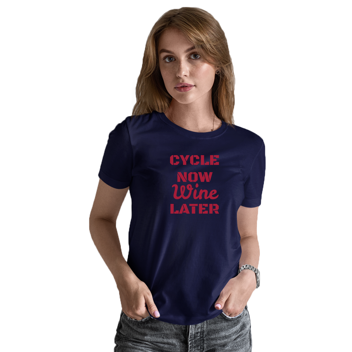 Cycle Now Wine Later Women's T-shirt | Navy