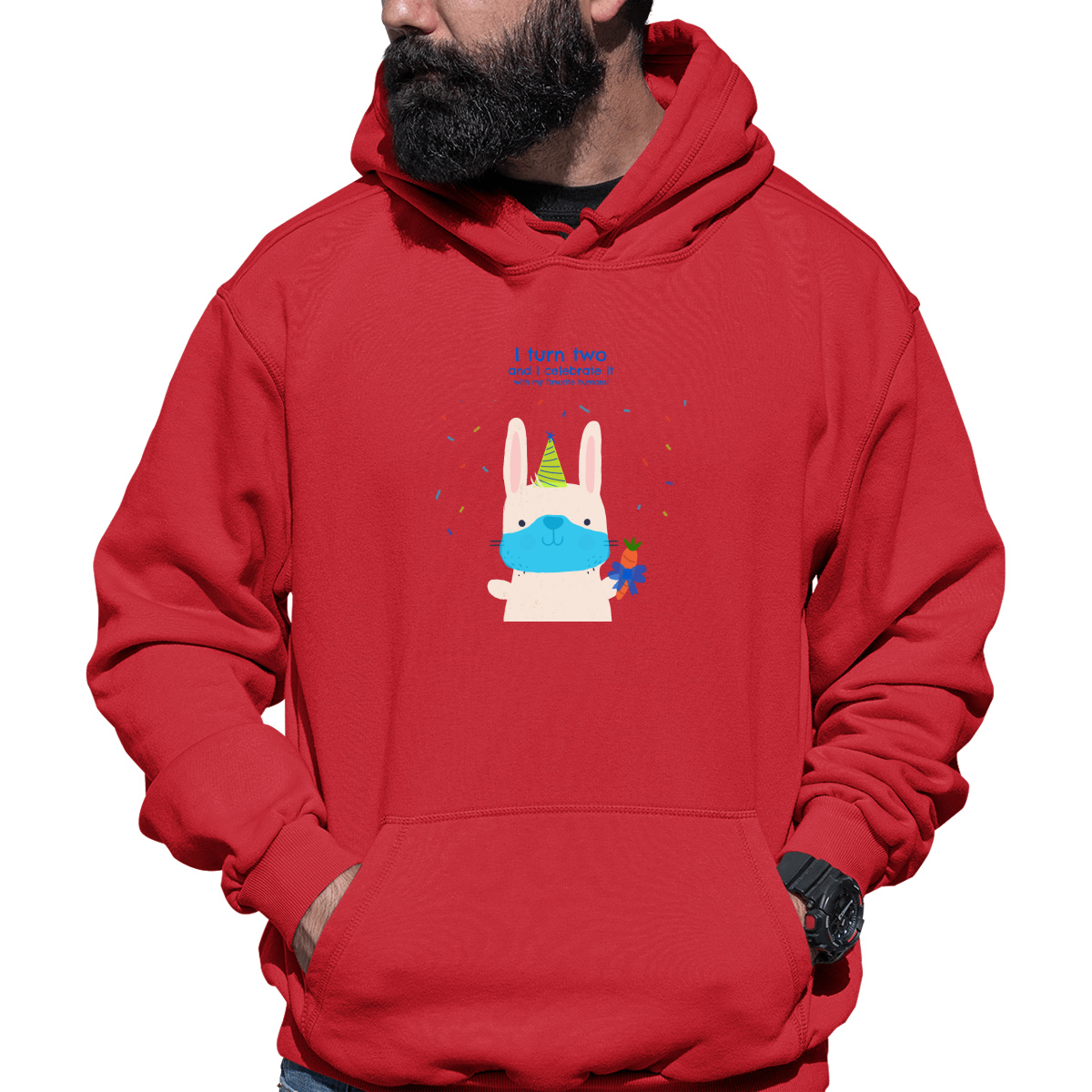 I turn two and I celebrate it with my favorite humans  Unisex Hoodie | Red