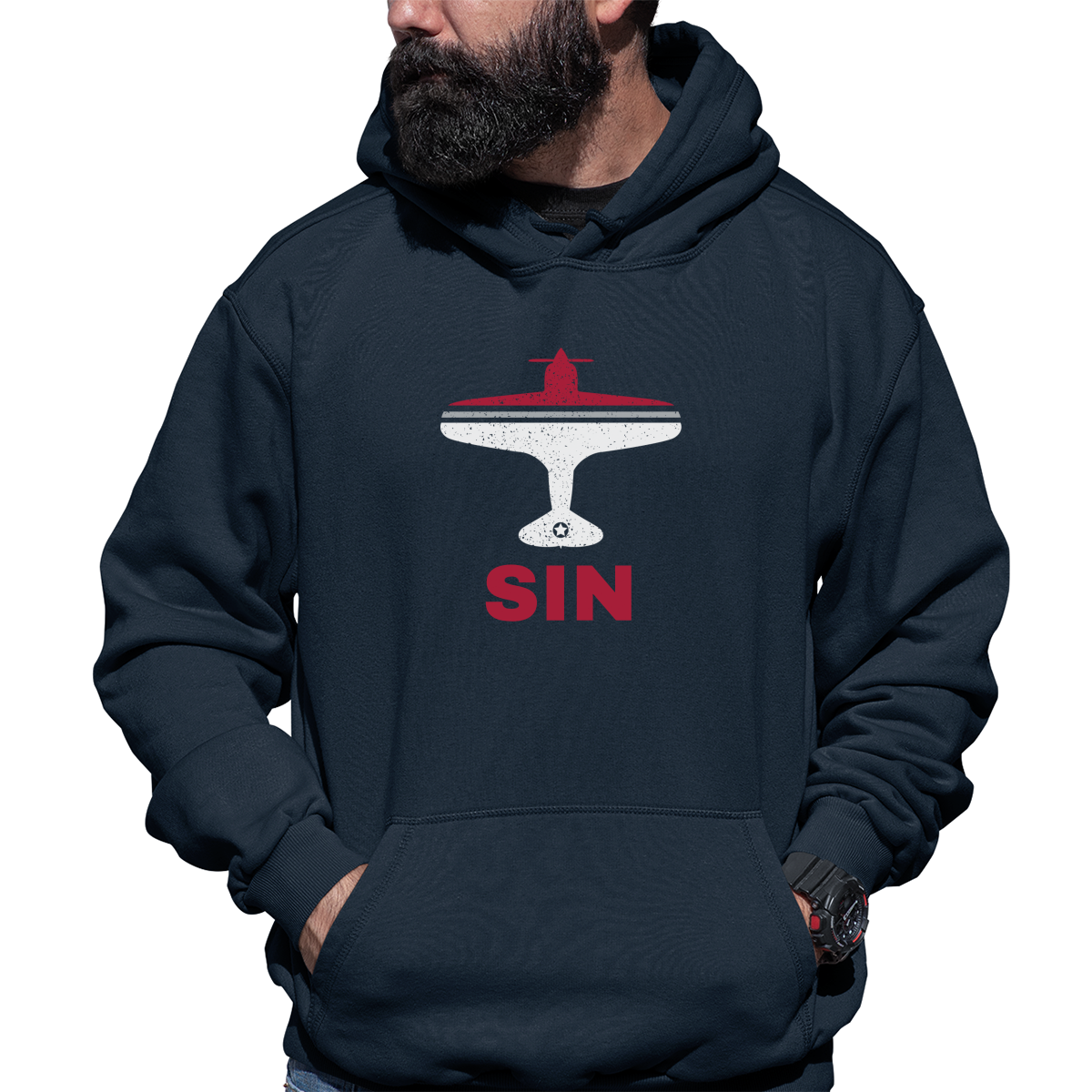 Fly Singapore SIN Airport Unisex Hoodie | Navy