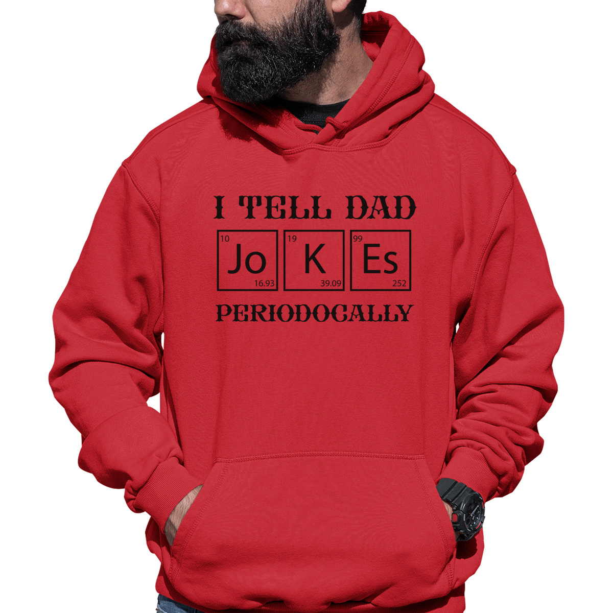 I Tell Dad Jokes Periodically Unisex Hoodie | Red