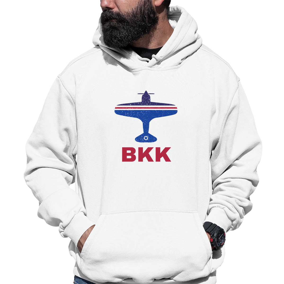 Fly Bangkok BKK Airport Unisex Hoodie | White