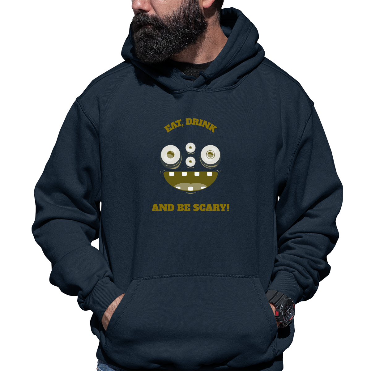 Eat, Drink and Be Scary! Unisex Hoodie | Navy