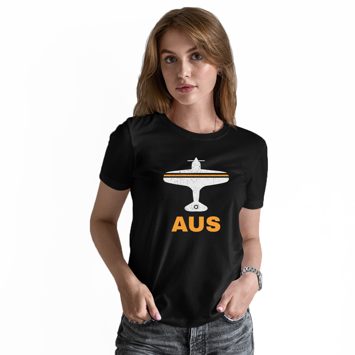 Fly Austin AUS Airport Women's T-shirt | Black