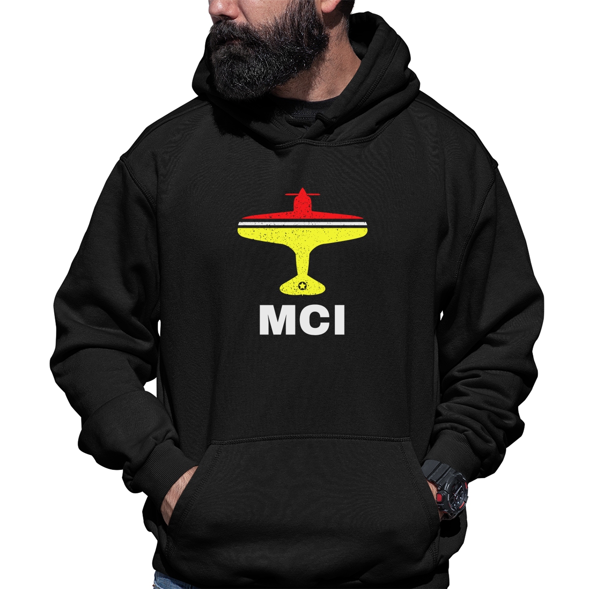 Fly Kansas City MCI Airport Unisex Hoodie | Black