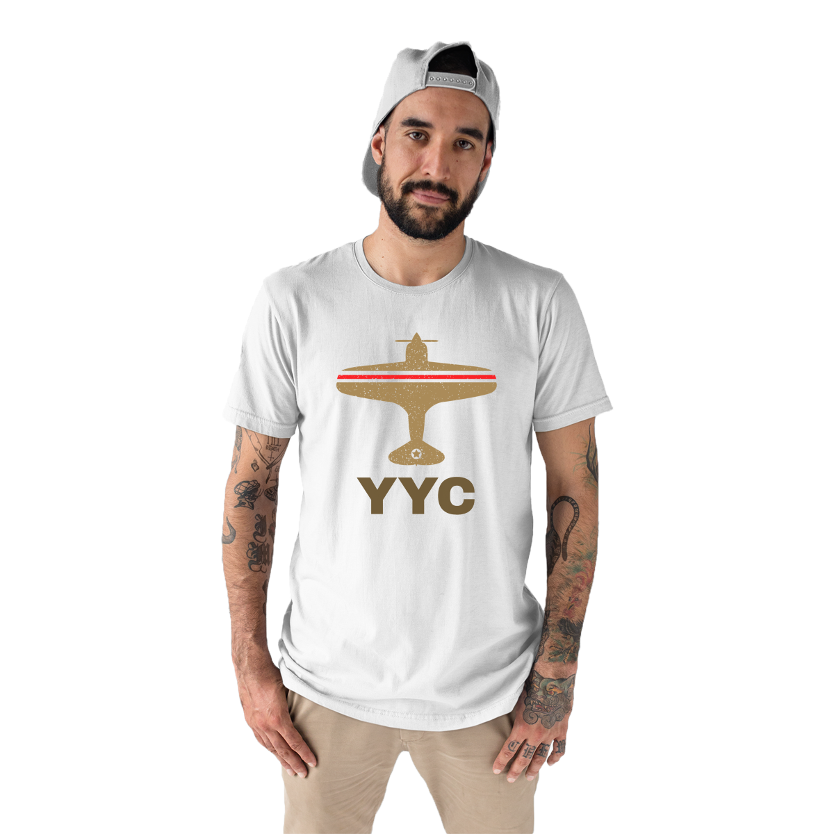 Fly Calgary YYC Airport Men's T-shirt | White