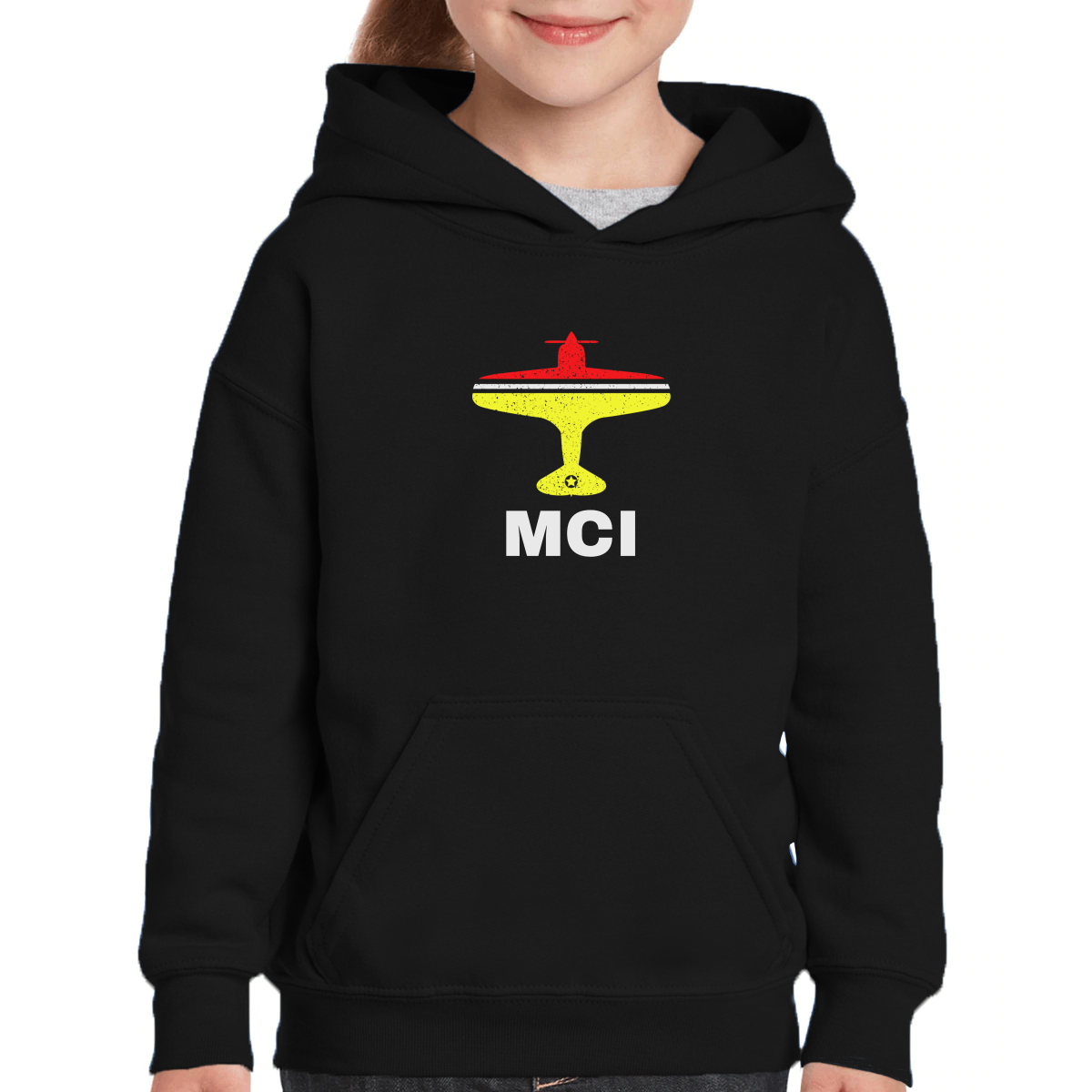 Fly Kansas City MCI Airport Kids Hoodie | Black