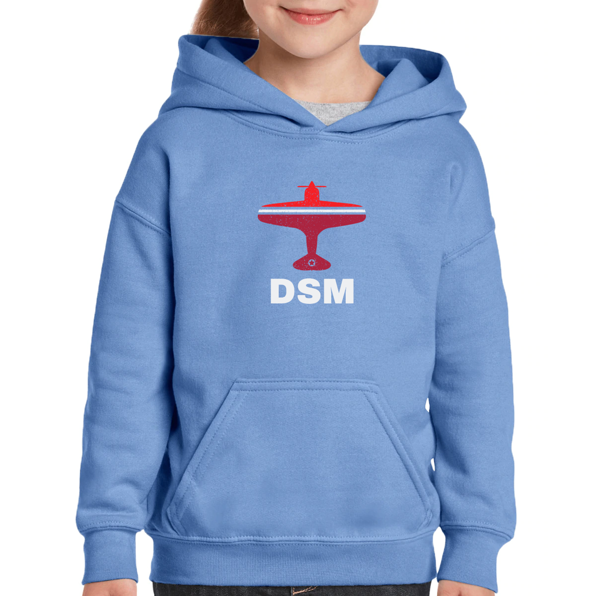 Fly Des Moines DSM Airport Kids Hoodie | Blue