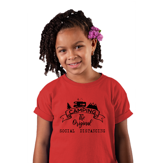 Camping Social Distancing Kids T-shirt | Red