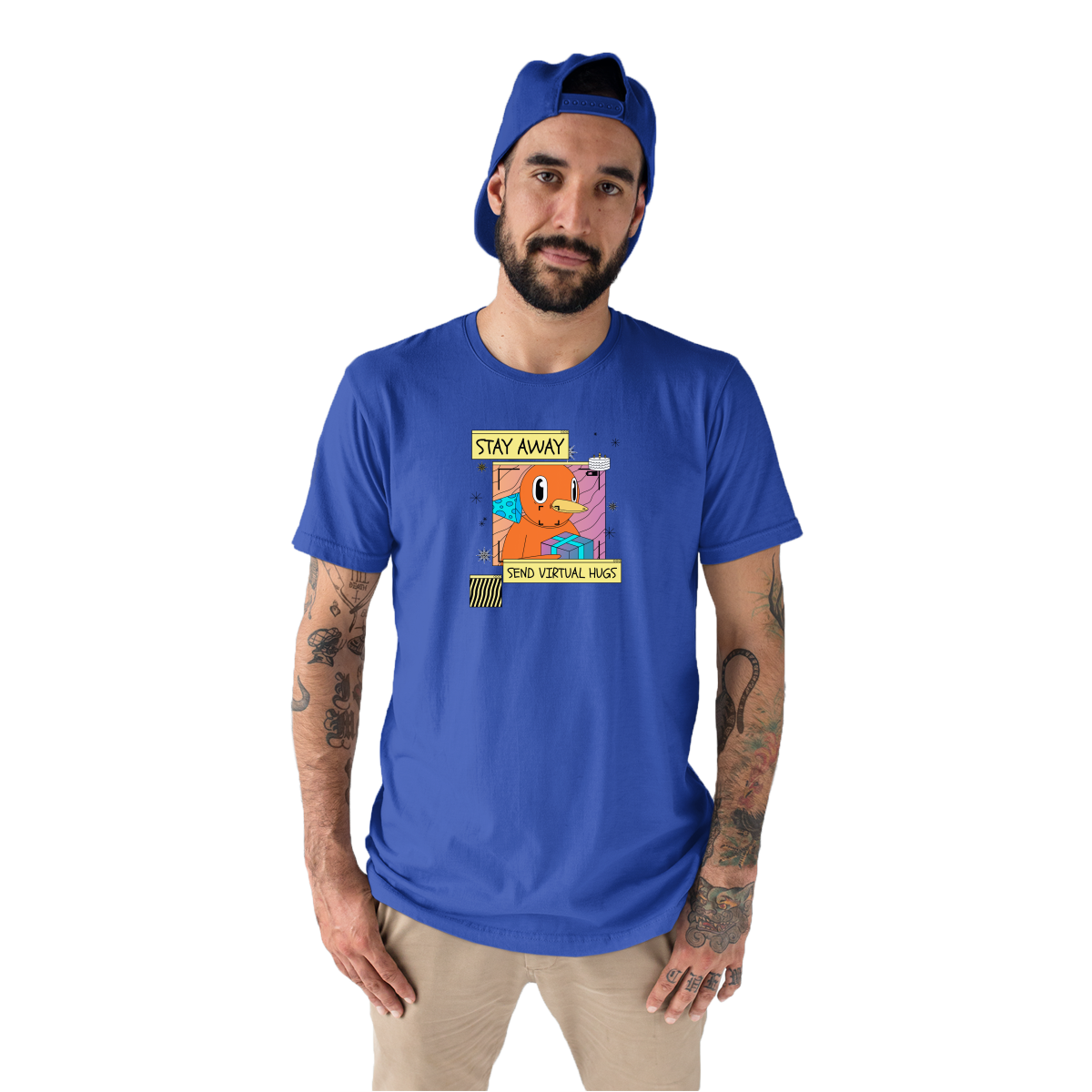 Stay Away Send Virtual Hugs Men's T-shirt | Blue
