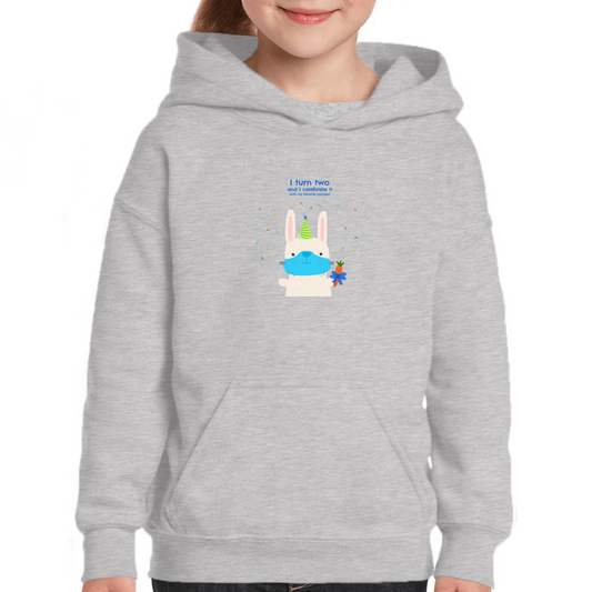 I turn two and I celebrate it with my favorite humans  Kids Hoodie | Gray