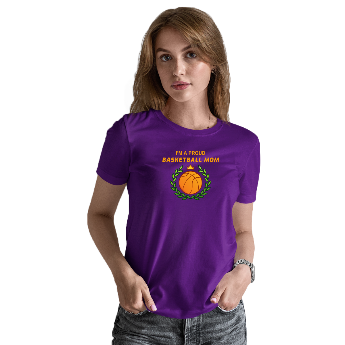 I'm a Proud Basketball Mom Women's T-shirt | Purple