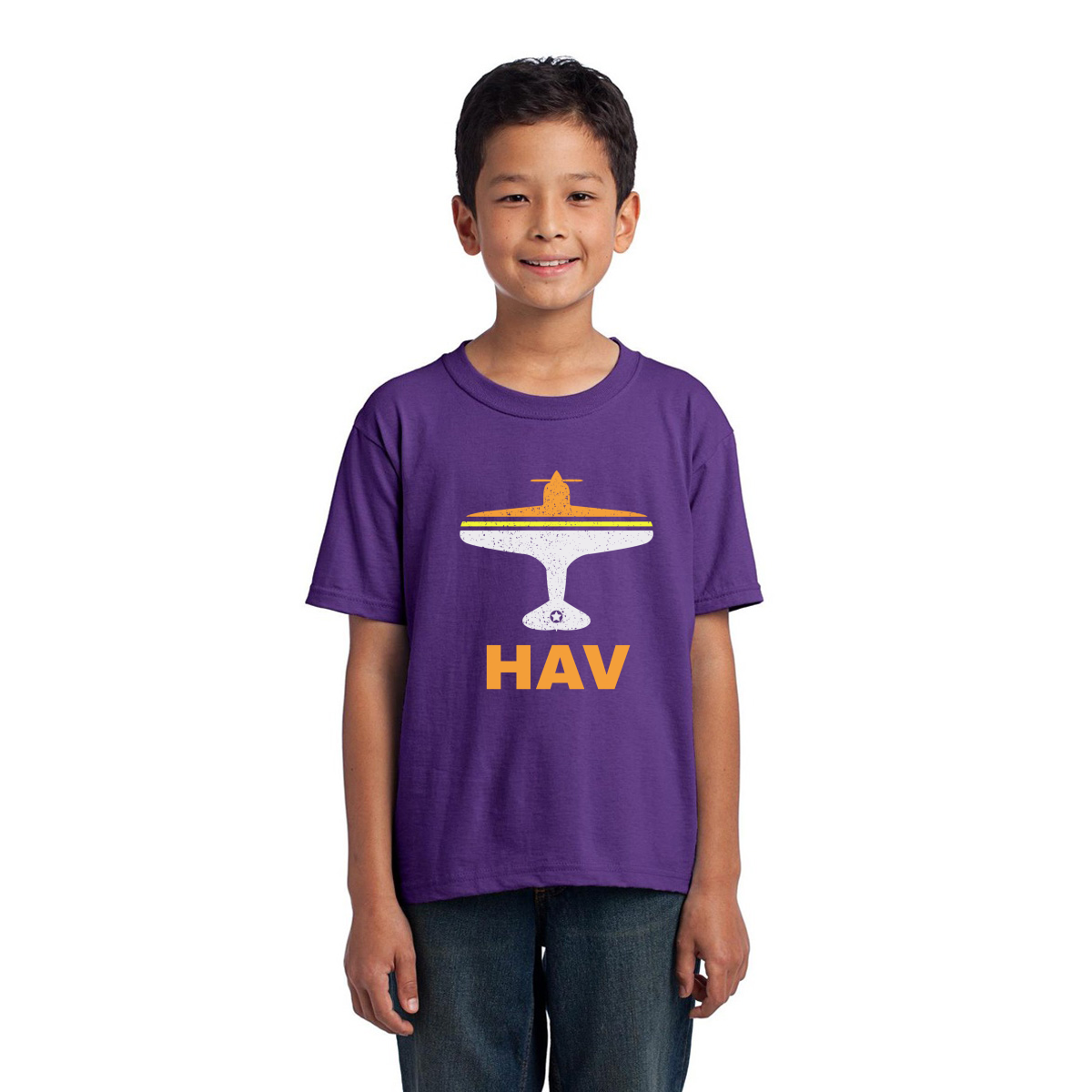 Fly Havana HAV Airport Kids T-shirt | Purple