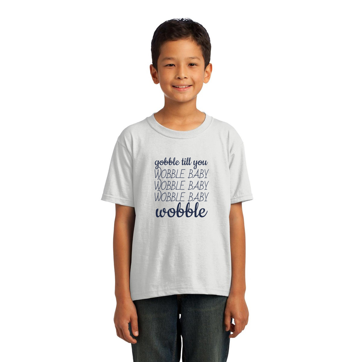 Gobble Til You Wobble Kids T-shirt | White