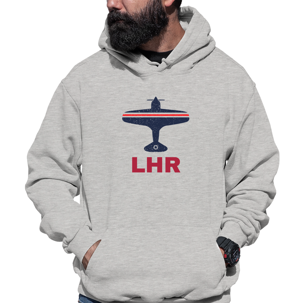 Fly London LHR Airport Unisex Hoodie | Gray