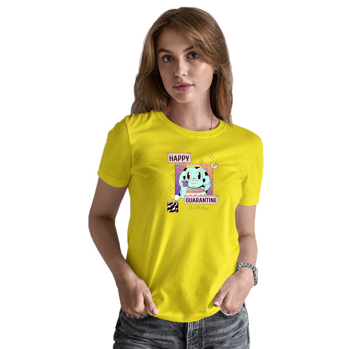 Happy Quarantine Birthday Women's T-shirt | Yellow