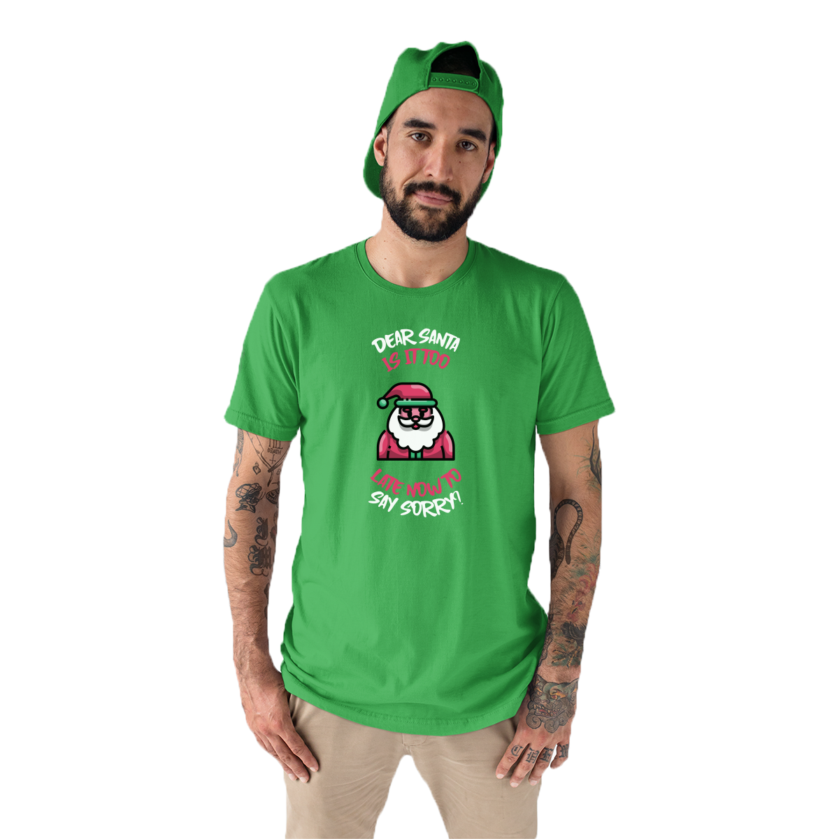 Dear Santa, Is It Too Late to Say Sorry? Men's T-shirt | Green