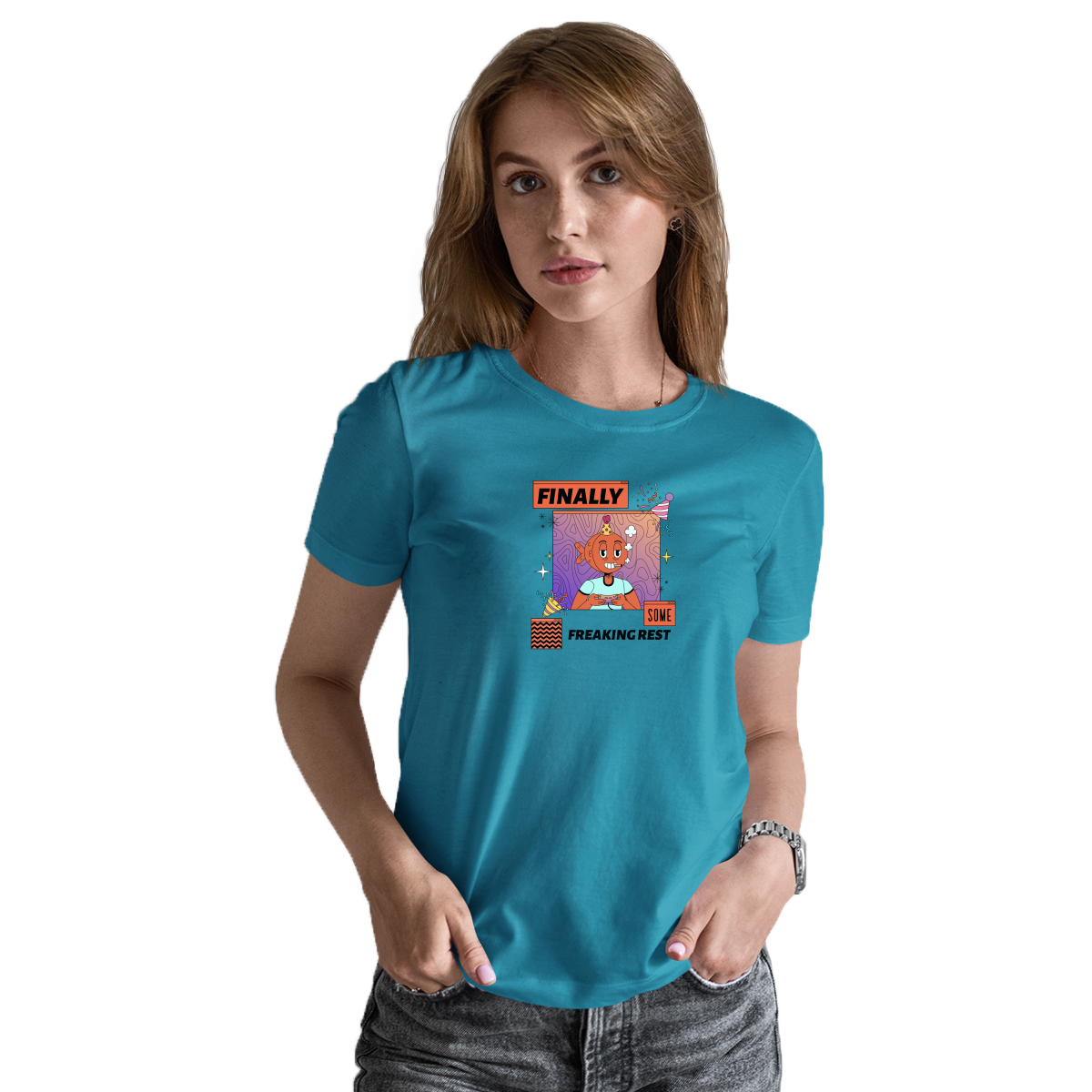 Finally Som Freaking Rest  Women's T-shirt | Turquoise