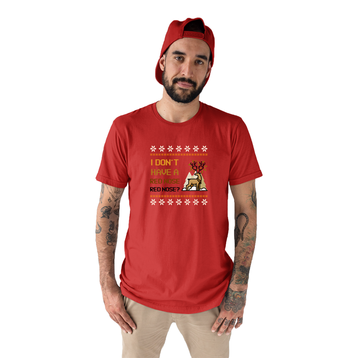 2021 Ugly Sweater Christmas Party Men's T-shirt | Red