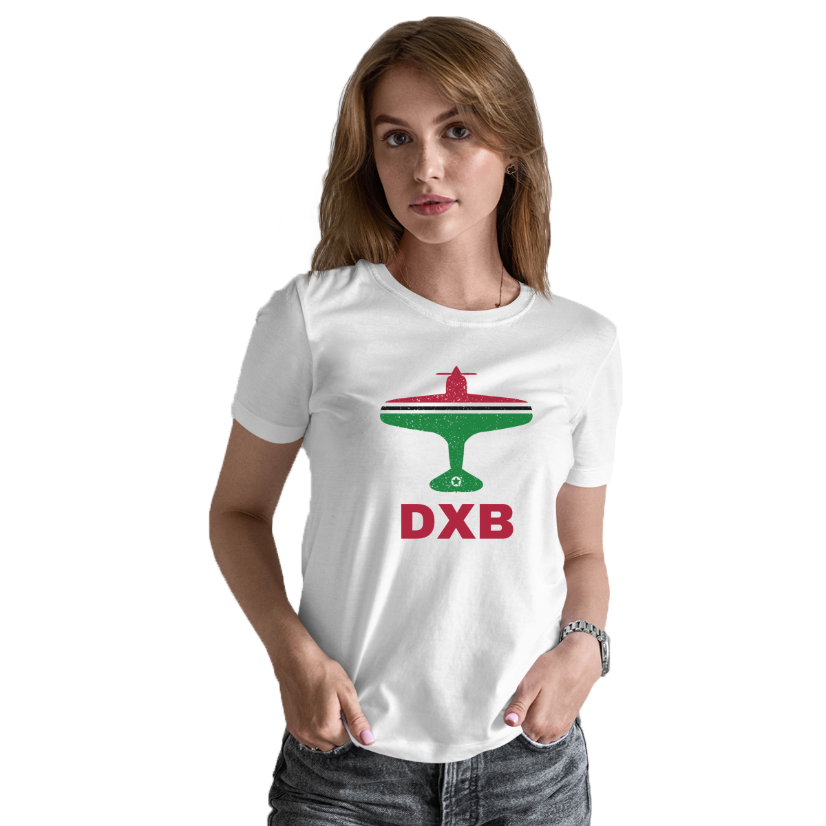 Fly Dubai DXB Airport Women's T-shirt | White