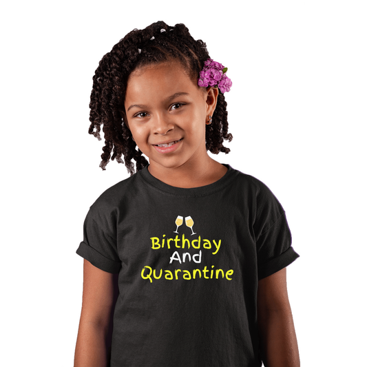Birthday and Quarantine Kids T-shirt | Black
