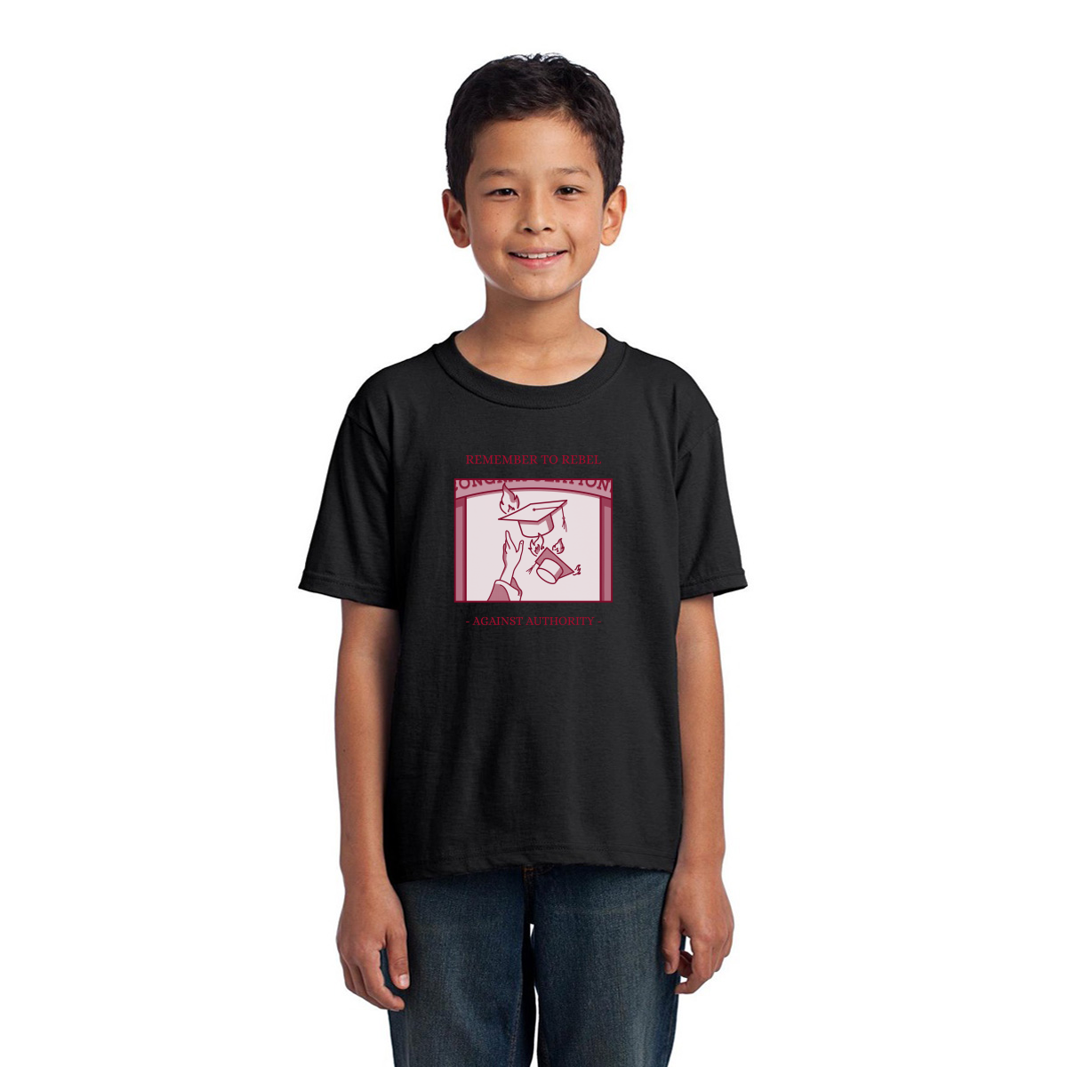 Remember To Rebel Agaist Authority Kids T-shirt | Black