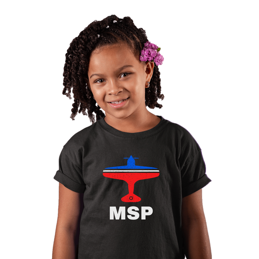 Fly Minneapolis MSP Airport Kids T-shirt | Black