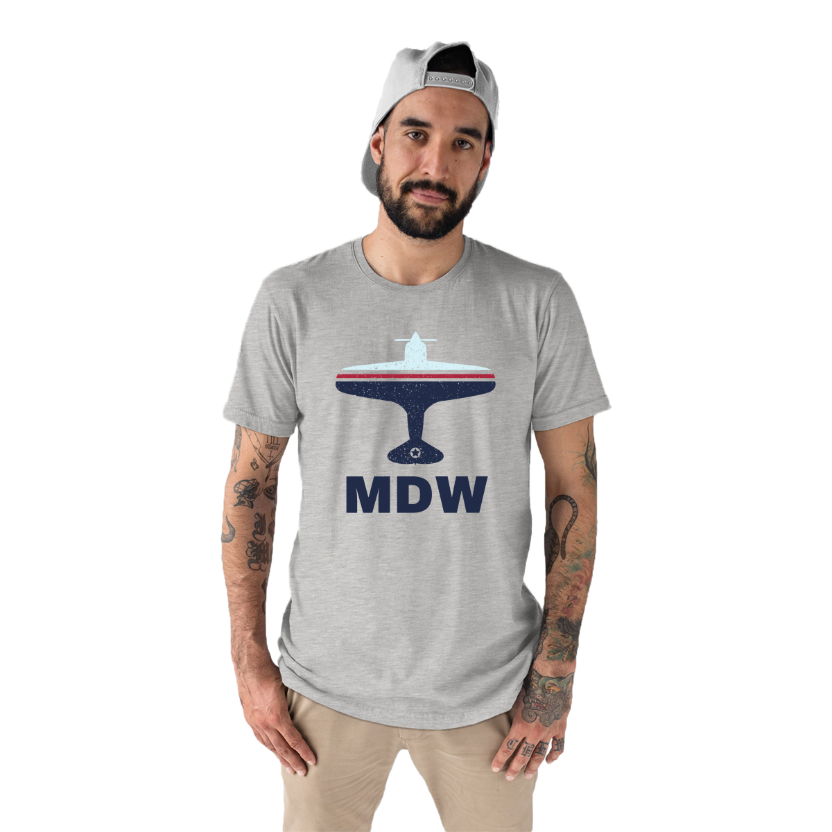 Fly Chicago MDW Airport Men's T-shirt | Gray