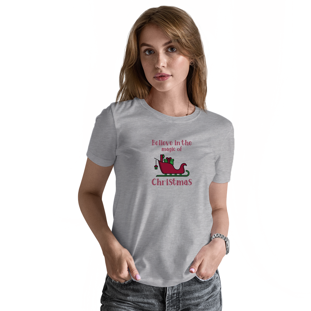 Believe in the Magic of Christmas Women's T-shirt | Gray