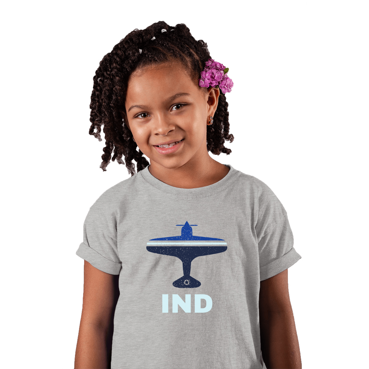 Fly Indianapolis IND Airport Kids T-shirt | Gray