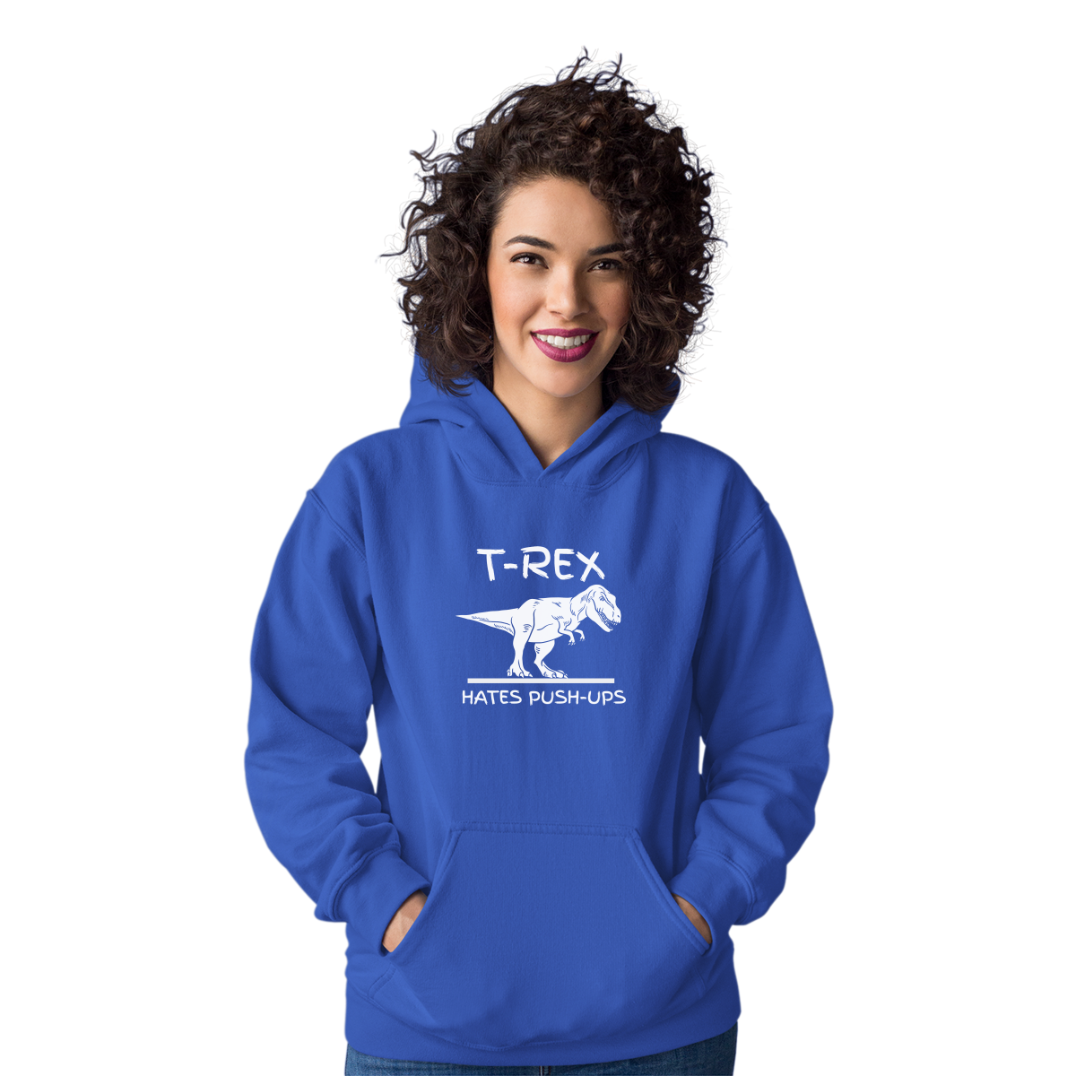 T-Rex Hates Push-ups  Unisex Hoodie | Blue