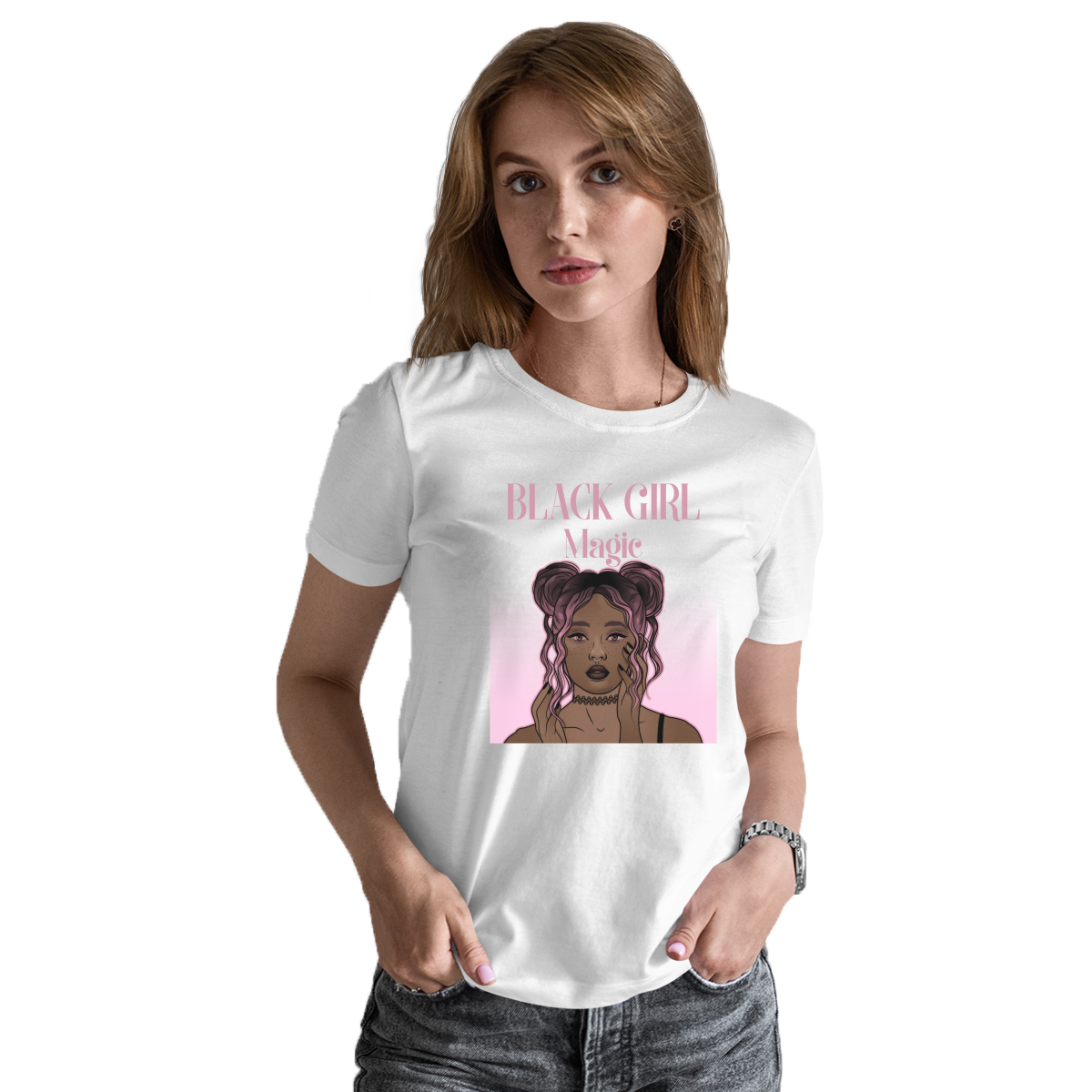 Black Girl Magic Women's T-shirt | White