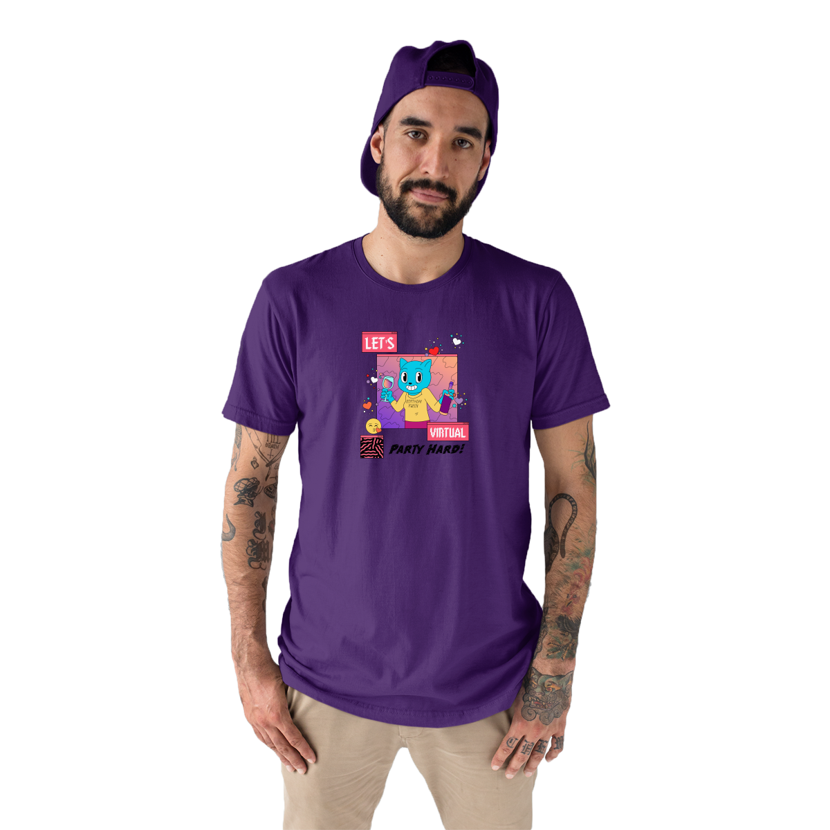 Happy Birthday Let's Virtual Party Men's T-shirt | Purple