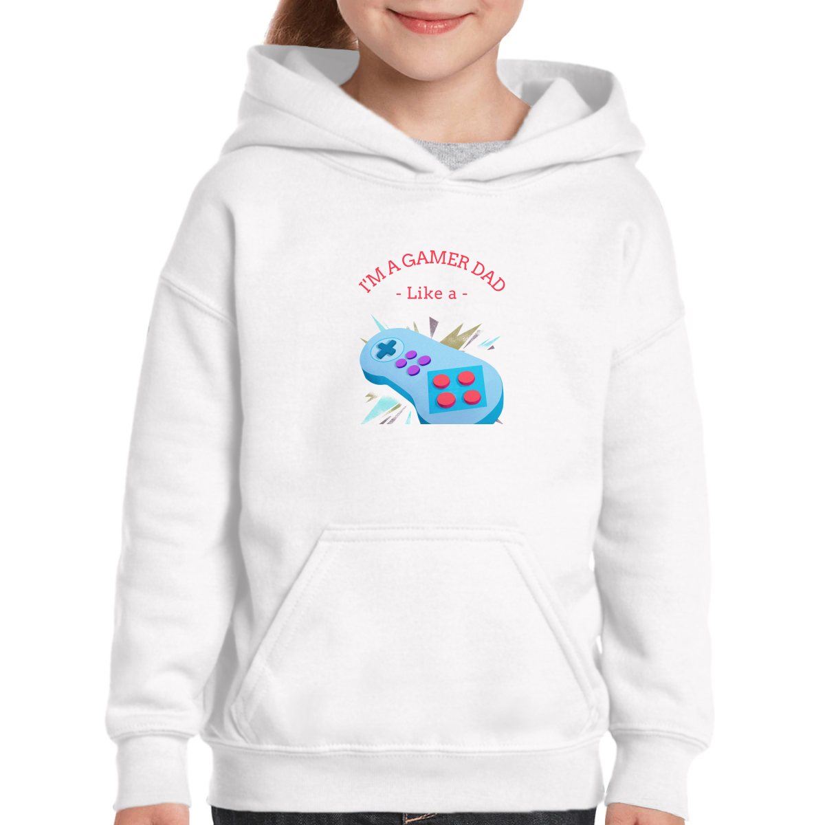 I'm a gamer like a dad Kids Hoodie | White