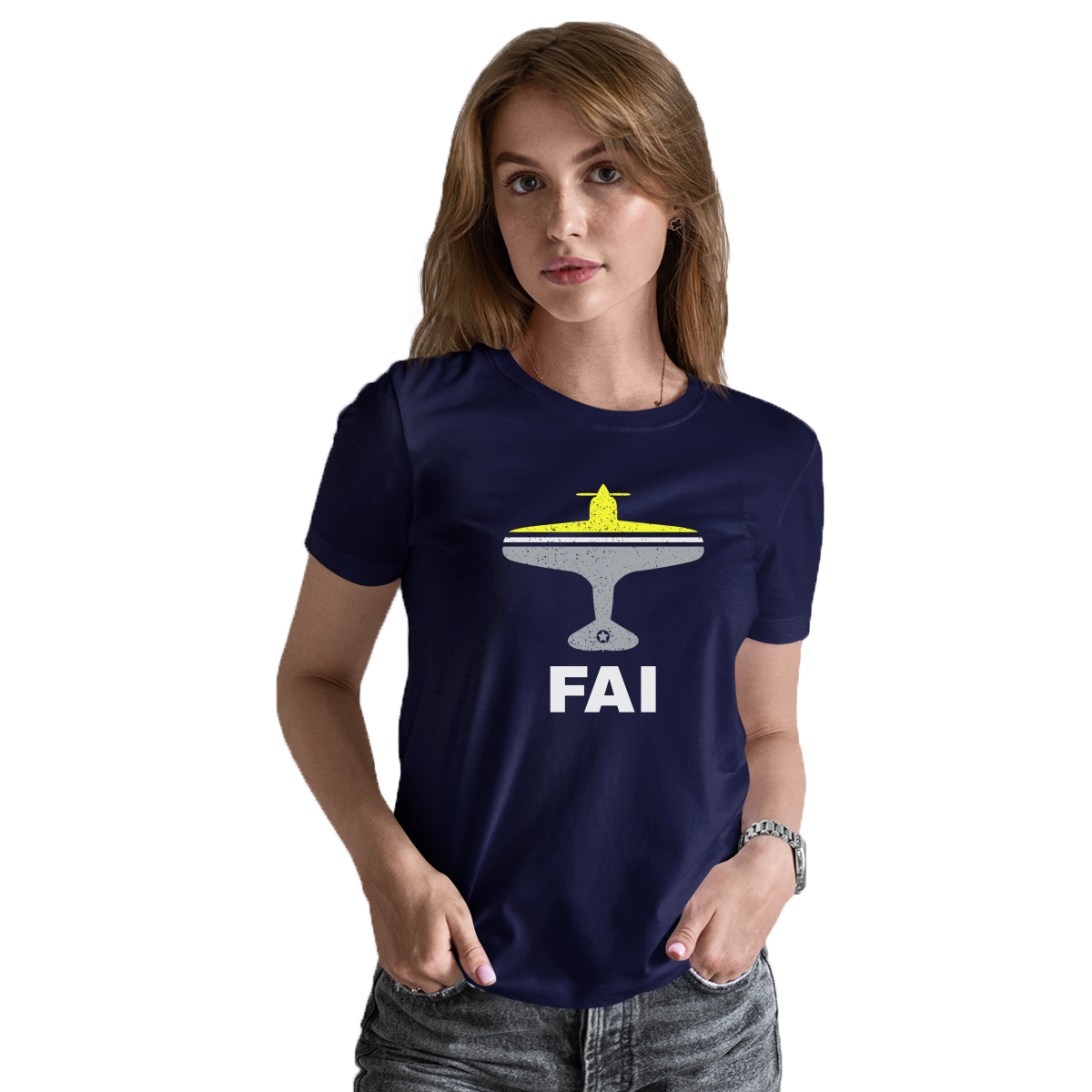 Fly Fairbanks FAI Airport Women's T-shirt | Navy