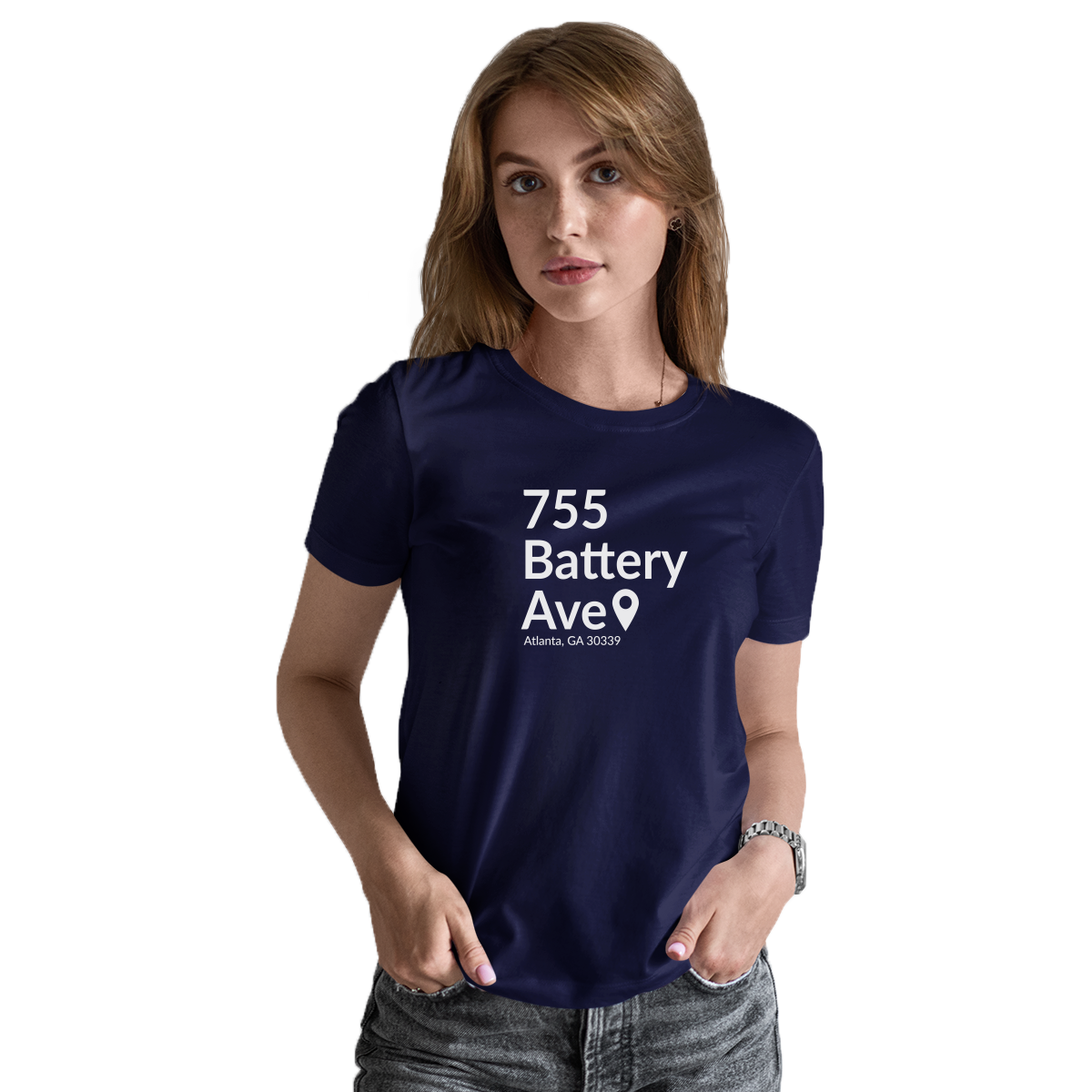 Atlanta Baseball Stadium Women's T-shirt | Navy